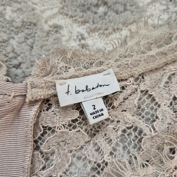 Babaton Aritzia Women's Feminine Romantic Brown Lace Peplum Blouse Size 2/S - Picture 4 of 6